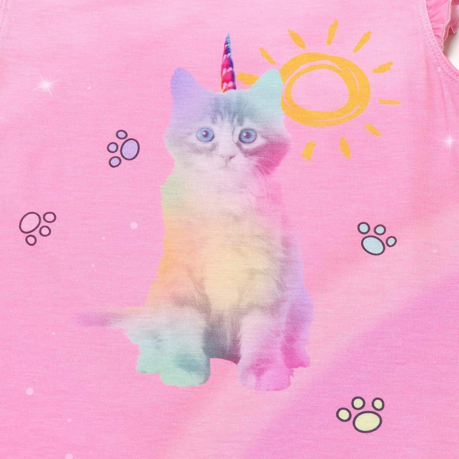 Jxstar 2-Pack Nightgown for Girls Flutter Sleeve Pajamas Cotton Sleepwear Night Dresses - Image 3