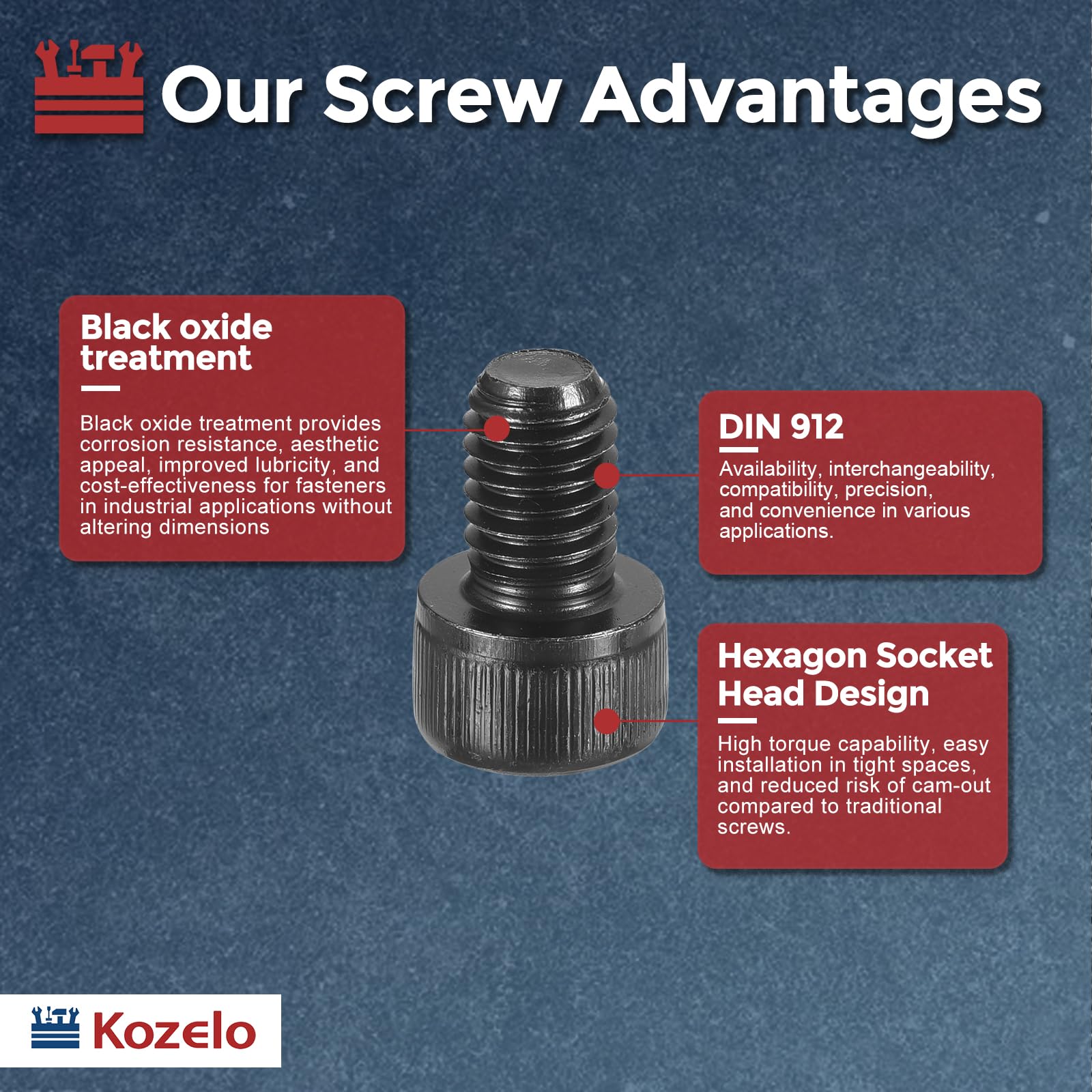 Kozelo 50pcs Socket Head Cap Screws - Image 3
