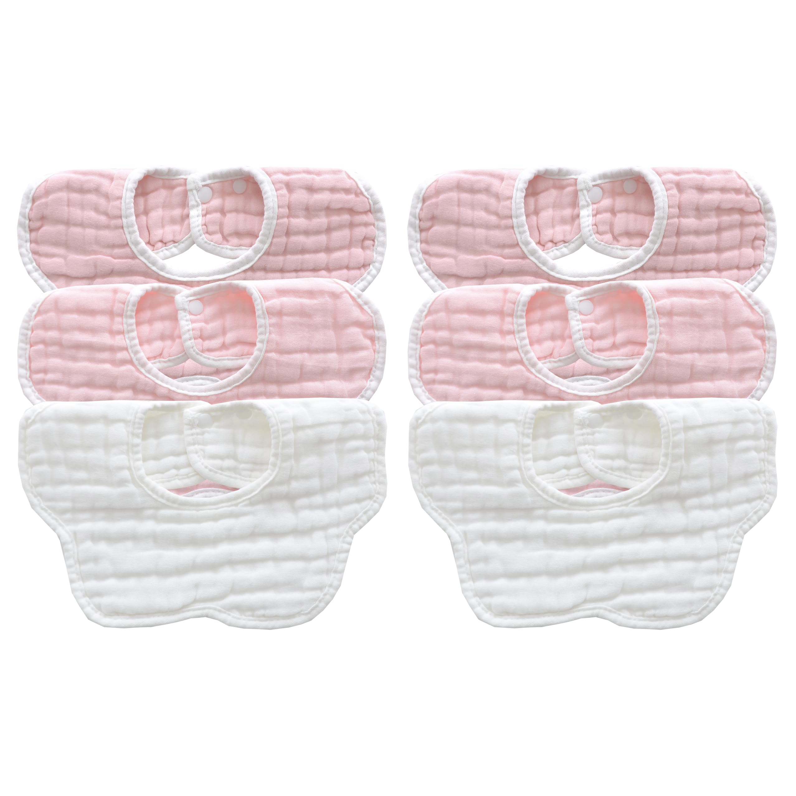 MUKIN Baby Drooling Towel, Snap Bibs, Muslin Bibs, 6 Pack, Adjustable, Soft Cotton