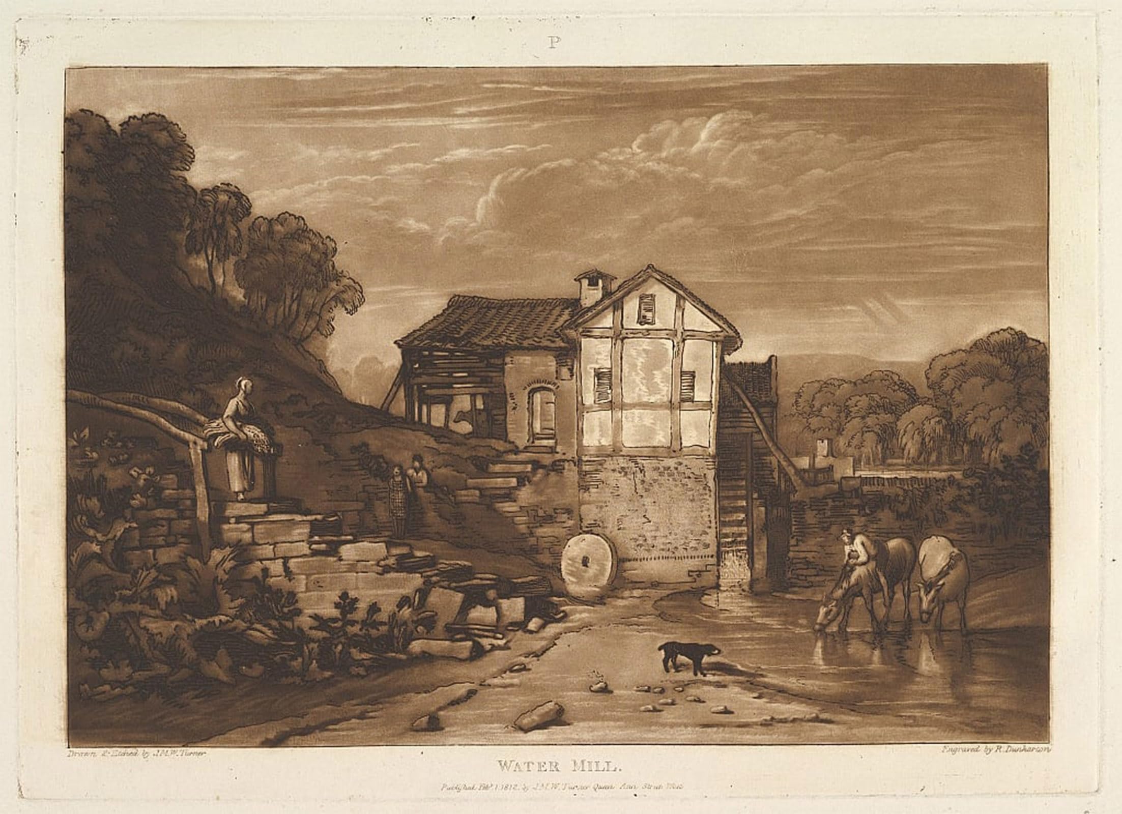 POSTERIIk Famous Animal Posters Vintage Picture Water Mill by Mallord William Turner Modern Wall Decor for Home Decor 60x90cm