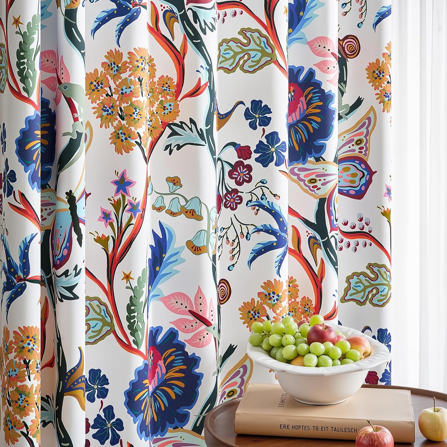 Topfinel Blue Botanical Print Drapes 63 Blackout Flower Curtains for Kids Room Thermal Insulated Back Tab Farmhouse Light Filtering Curtain for Living Room Bedroom Blue Elegant Home Decor