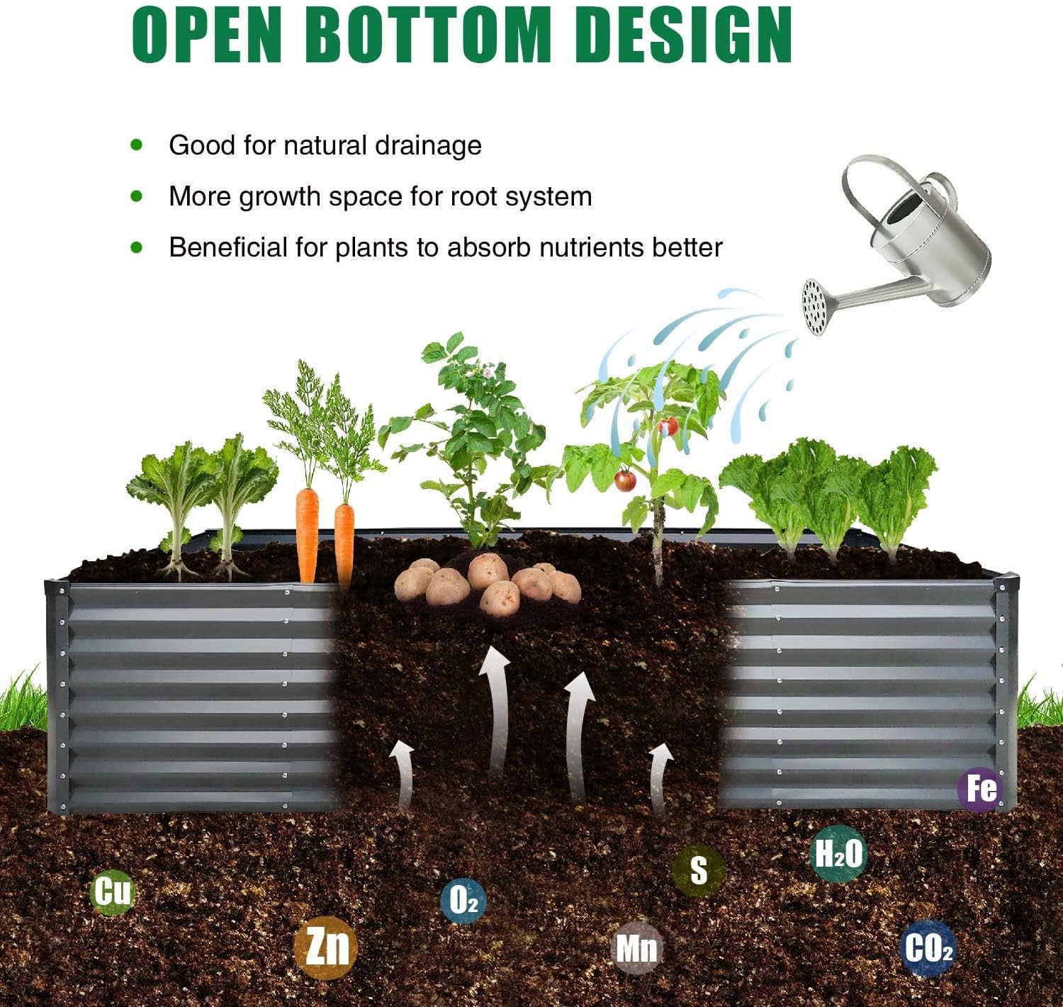 GrowHaus 8x4x2FT Galvanized Raised Garden Bed, Planter Boxes Outdoor Large Metal Garden Beds for Planting Vegetables Flowers Herbs Rectangle Silver