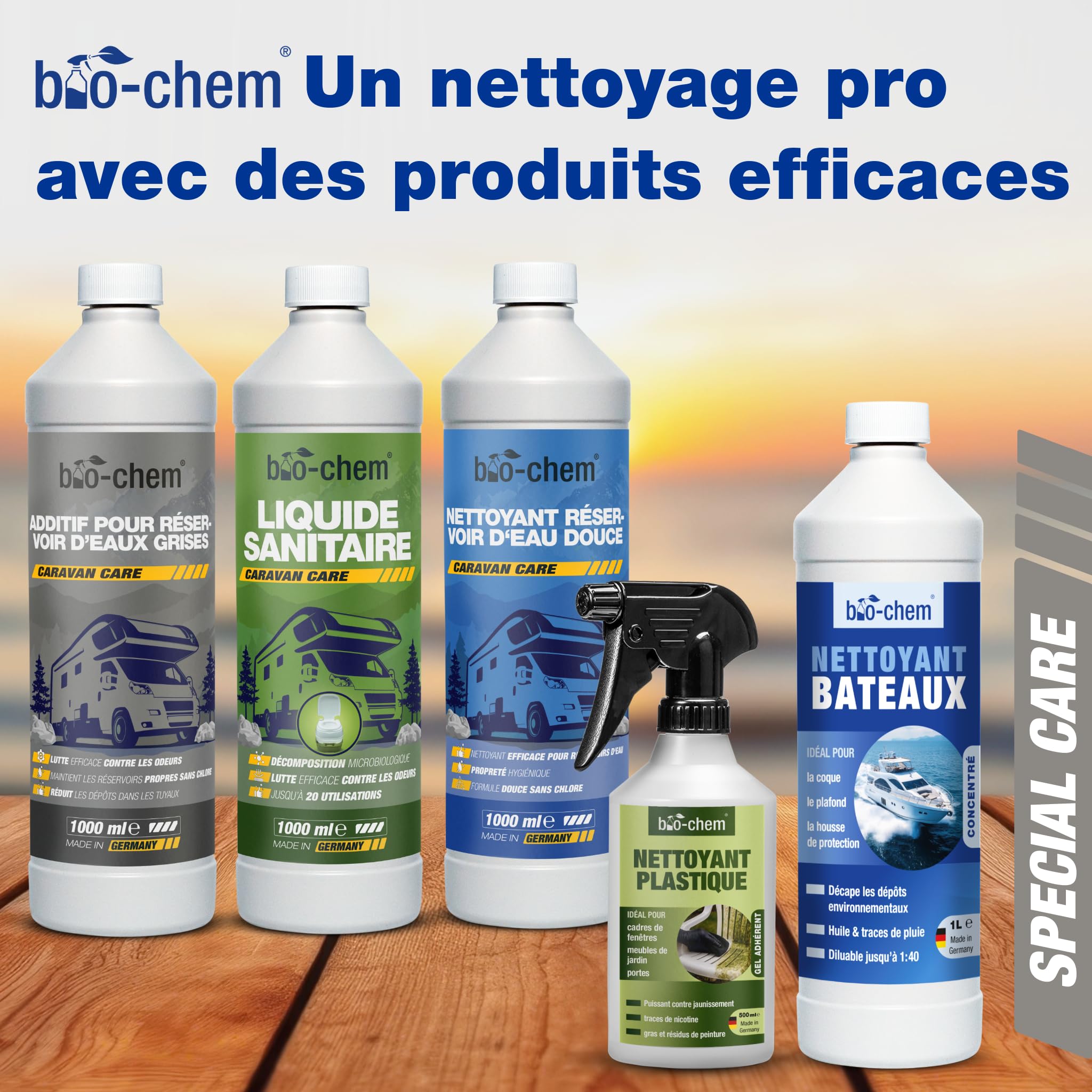 Bio-Chem - Produit de Nettoyage pour Bateau 1L - Entretien de Coques de Bateaux, Navire, Yacht, Kayak - Solution nettoyante pour Bateau pneumatique