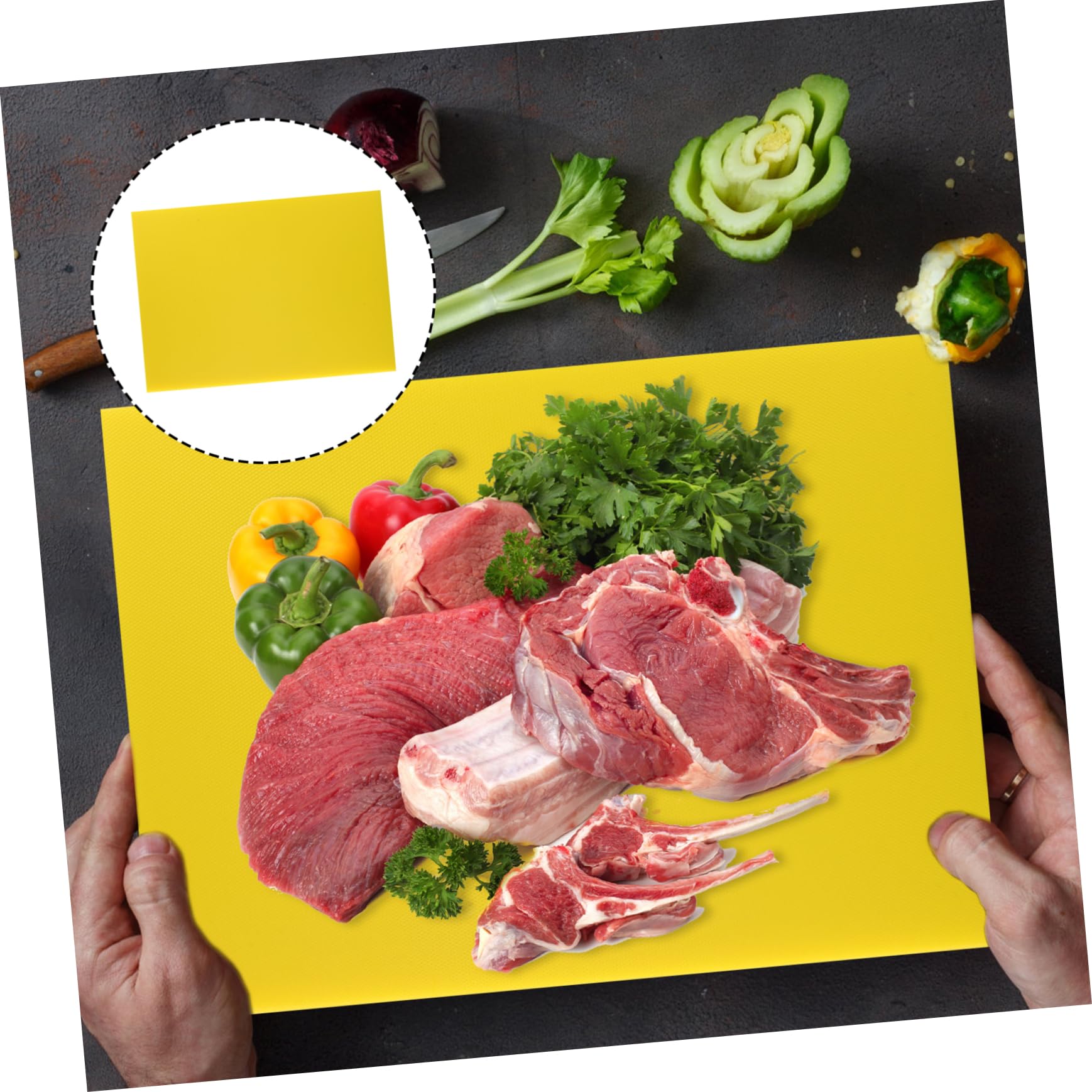 DECHOUS Tagliere Igienico in Pe Giallo, Antiscivolo e Resistente All’usura, Multiuso per Cucina di Casa e Hotel, per Carne, Frutta e Verdura