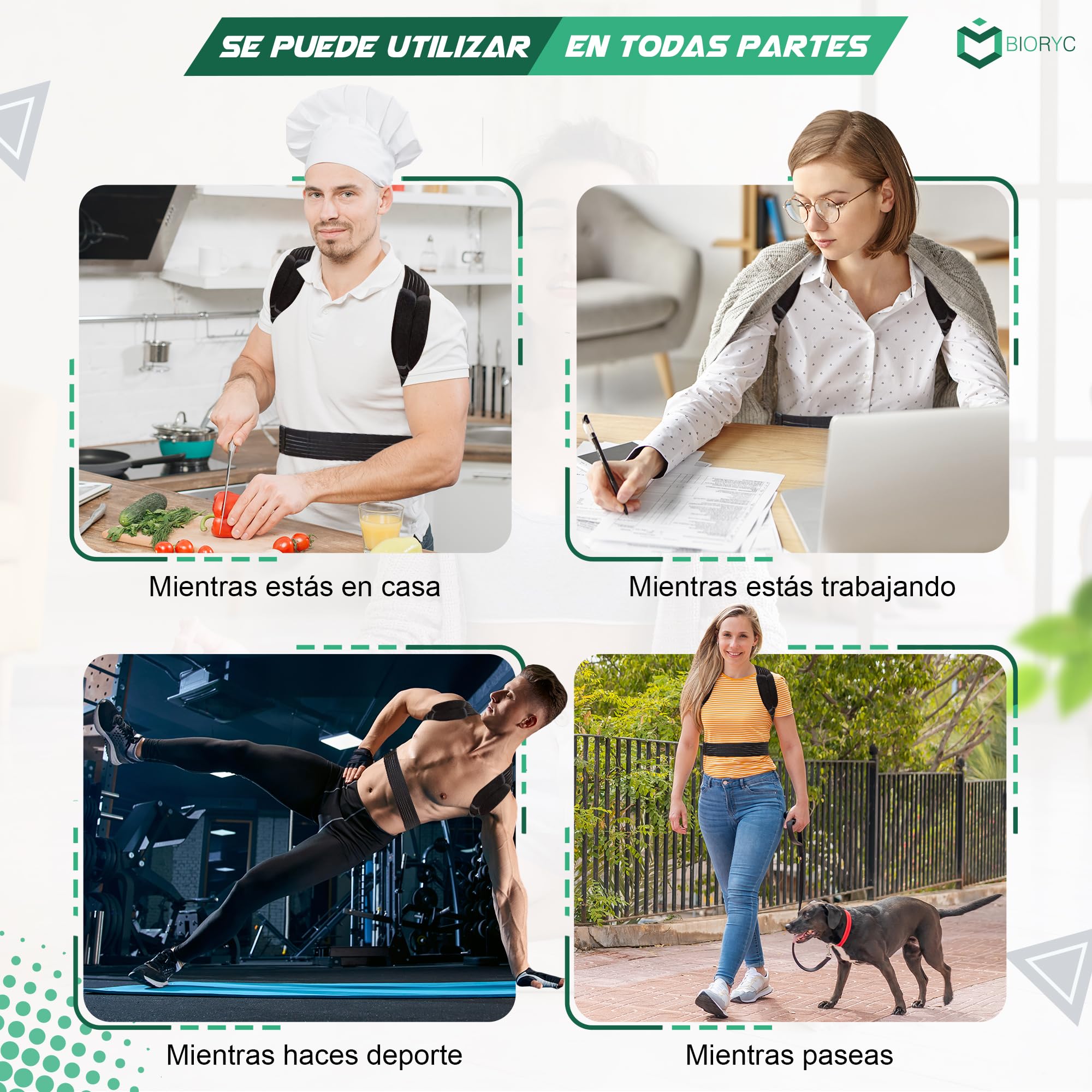 Corrector de Postura Espalda y Hombros para Hombre y Mujer con Bolsa de Transporte. Espaldera Ajustable y Transpirable. Soporte Lumbar para Alivio del Dolor y Mejora de Higiene Postural. (M)