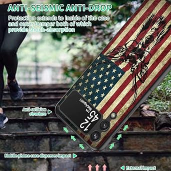 Rossy for Samsung Galaxy Z Flip 3 Case - Slim Fit, Hard PC, Anti-Scratch, Shockproof Protection - American Flag Deer