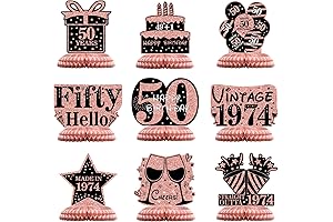 50th Birthday Table Decorations - Rose Gold 3D Honeycomb Centerpieces
