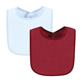 Hudson Baby Unisex Baby Drooler Bib with Waterproof Lining, Blue Burgundy, One Size
