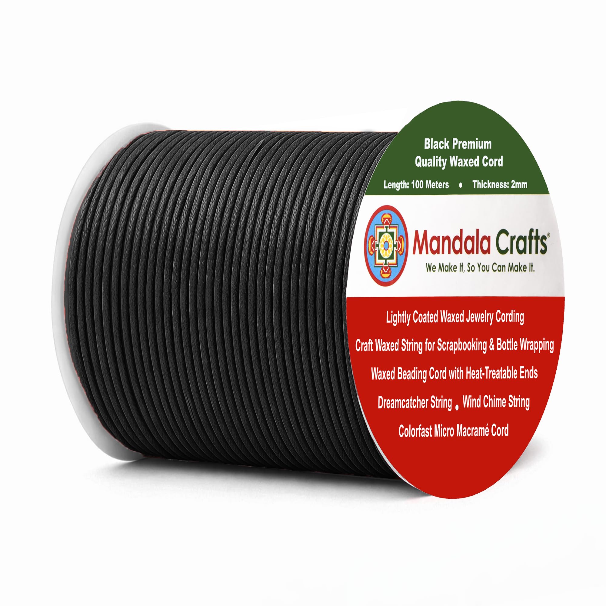 Amazon.com: Mandala Crafts 2mm Black Cotton Waxed Cord for Jewelry