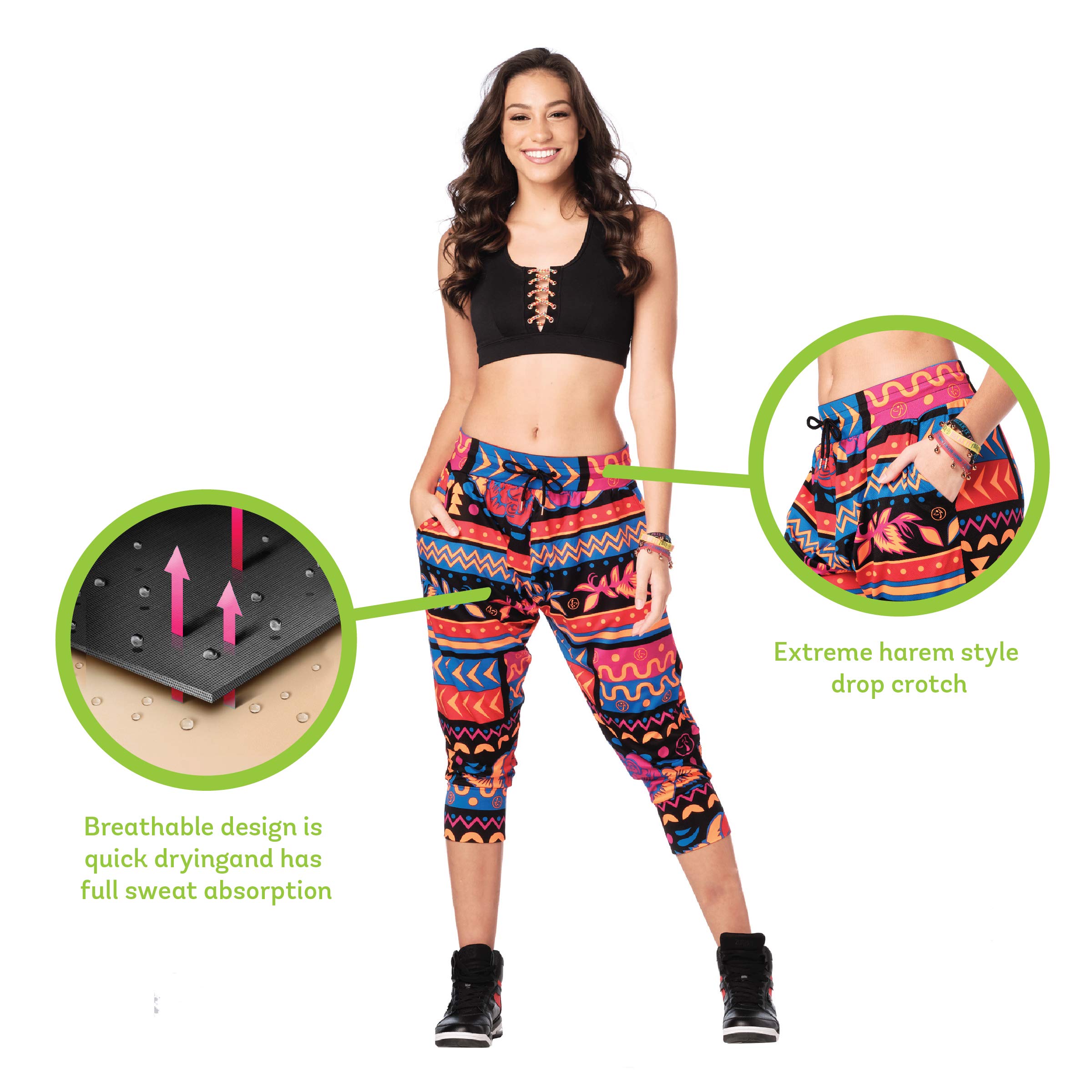 Zumba Zumba Fitness Aktiv Weicher Stoff Haremshose Damen Stilvoll Workout Hippie Hose - Shorty Kobiety