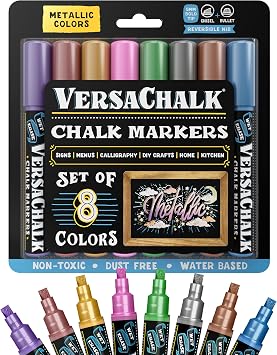 VersaChalk Metallic Liquid Chalk Markers, Set of 8-5mm Tip