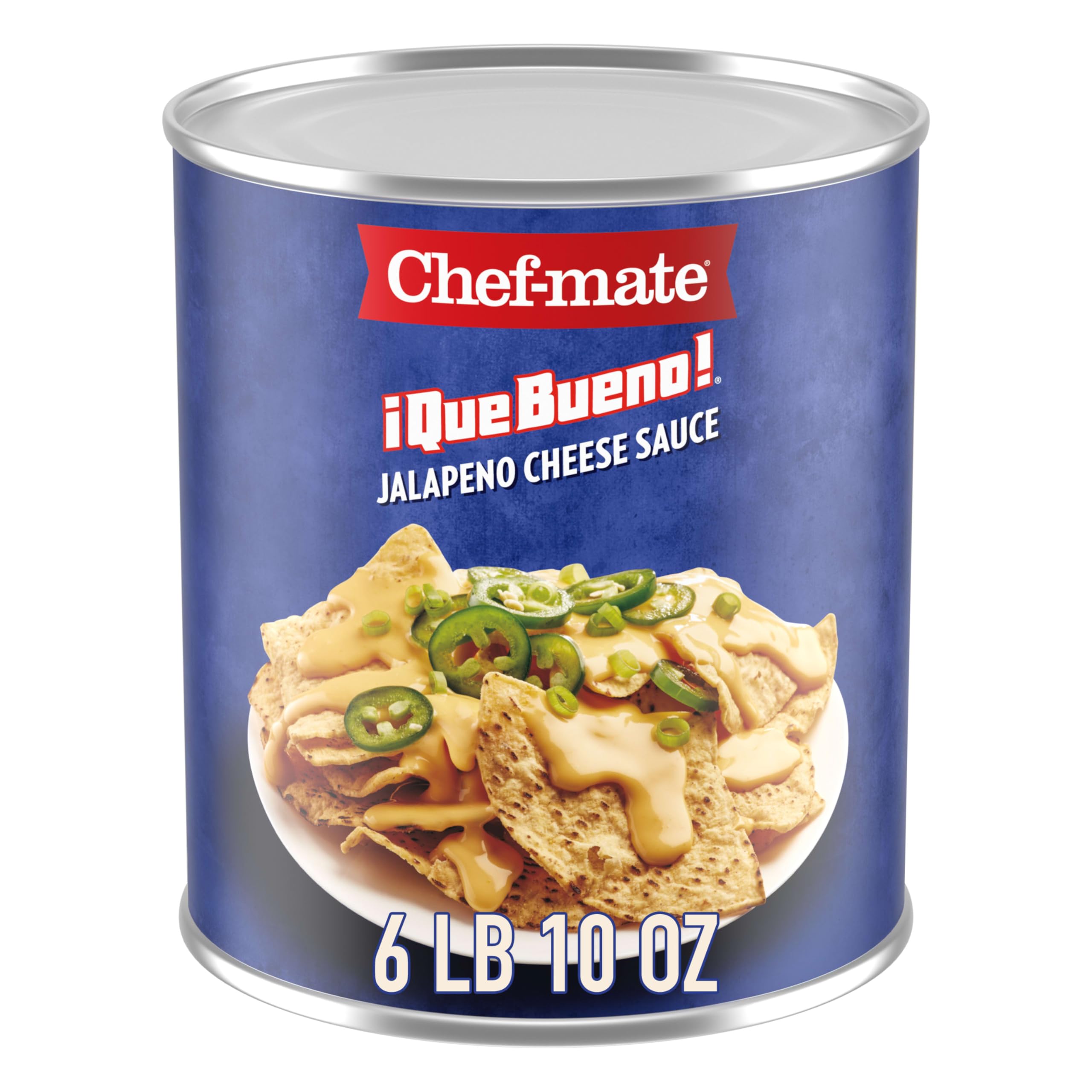 Chef-mate Que Bueno Spicy Nacho Cheese Sauce, Jalapeno Queso, Canned Food, (#10 Can Bulk)