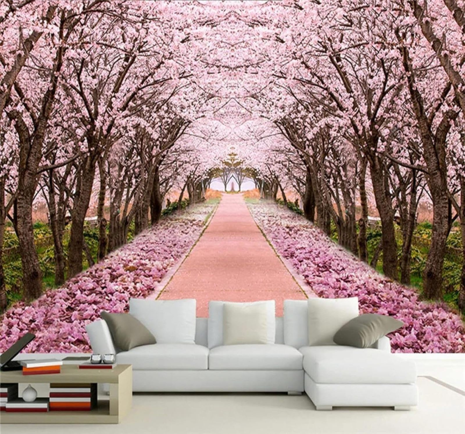 Xlming 150Cm×105Cm(B×H) Beautiful Romantic Pink Cherry Blossoms Spatial Expansion 3D Wallpaper Luxury Home Dining Decor Paste Sofa Living Room The Wall For Bedroom Mural-150Cm×105Cm