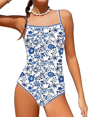 WIQI Girls Swimsuit One Piece Bathing Suit Color Contrast Trim Girls' Swimwear with Cover Up Skirt Size 9-16