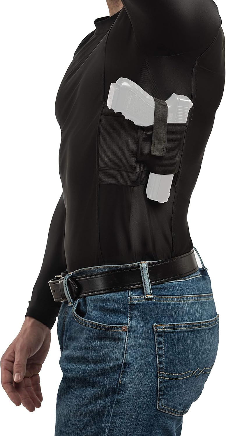 Men’s Concealed Carry Pistol Holster Long Sleeve Shirt, Black