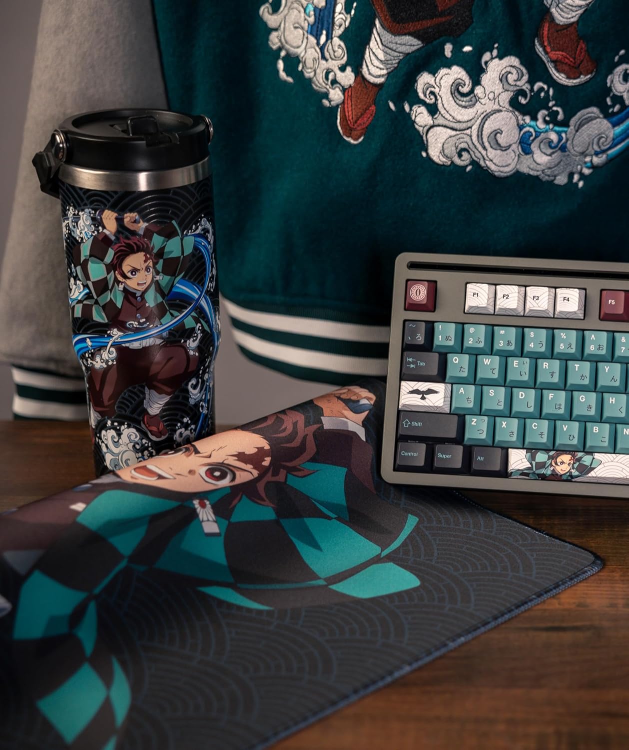 Demon Slayer Kimetsu No Yaiba Tanjiro Gaming Mouse Pad, Computer Mouse Mat, Flat Stitched Edge, Non-Slip Rubber Base, Gamers & Office Use - Officially Licensed