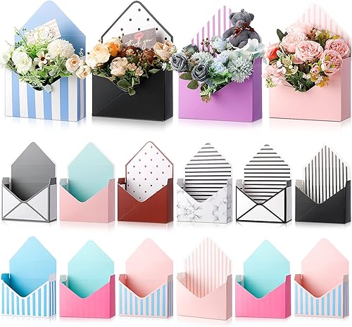 16 cajas de sobres de ramo de floristería, embalaje de ramo de flores, cajas de papel de regalo, sobres de regalo, caja de regalo, ramo de flores,