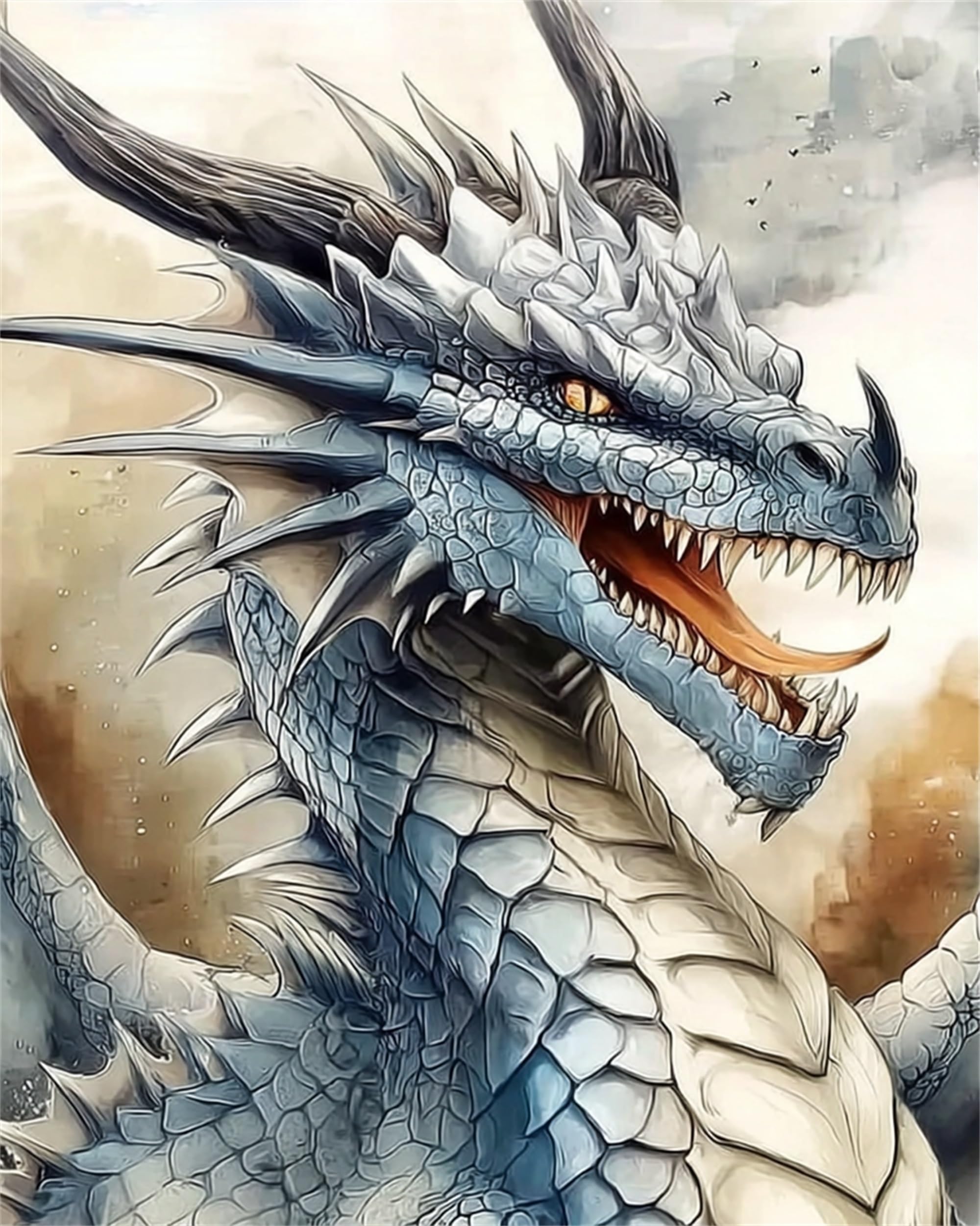 Jiqinsiye Dragon Adult Paint By Number Kits,Painting Kits On Canvas,Large Color By Numbers Watercolor Gifts For Friends Home Wall Decor