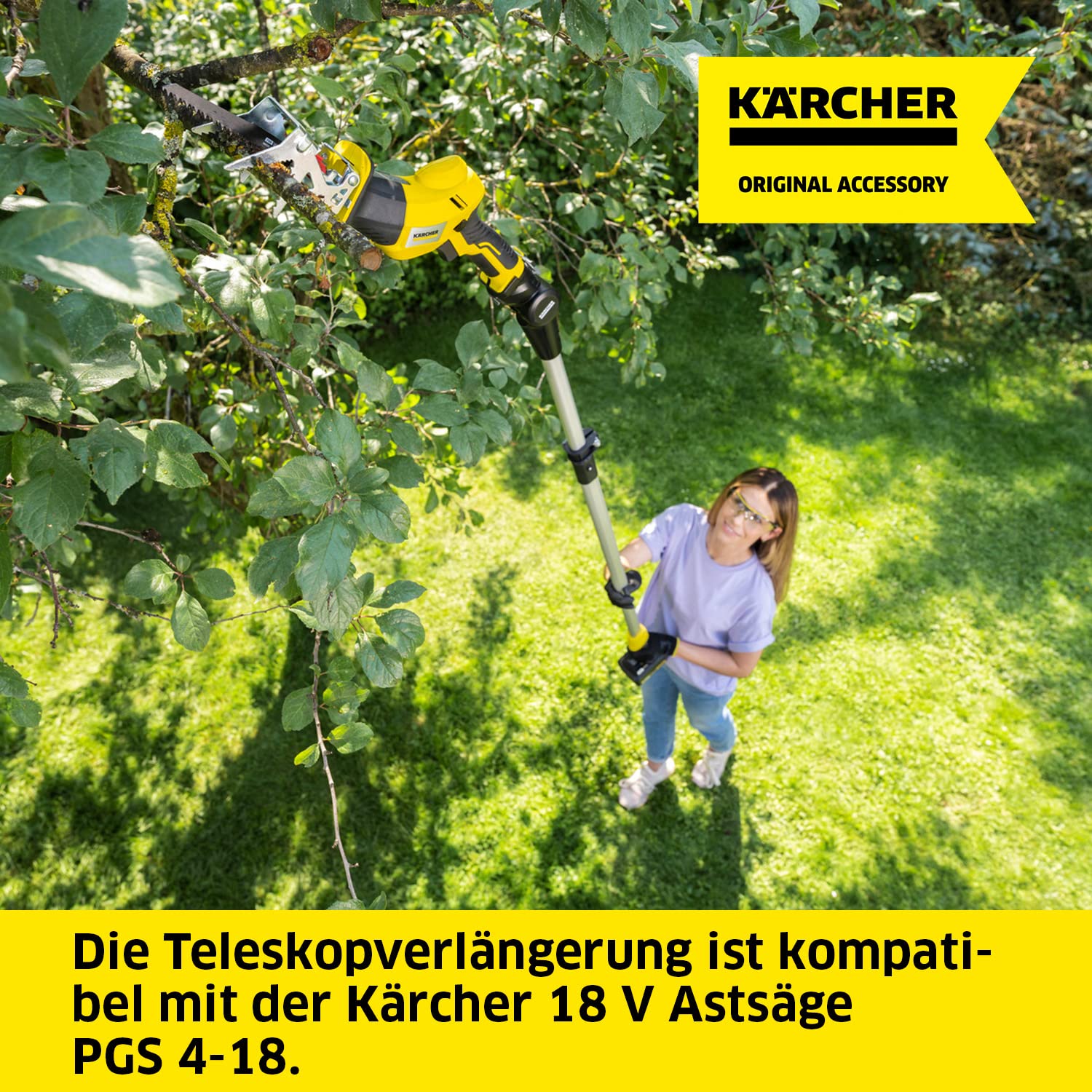 Kärcher Teleskopverlängerung für die Kärcher 18 V Akku-Astsäge PGS 4-18, Zubehör zum Sägen von Ästen in einer Höhe von bis zu 3,50 m, 1 Stück