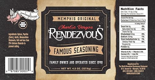 Miniatura 3 de Charlie Vergos Rendezvous Famous Memphis - Condimento seco para barbacoa (4.5 oz), paquete de 4 unidades