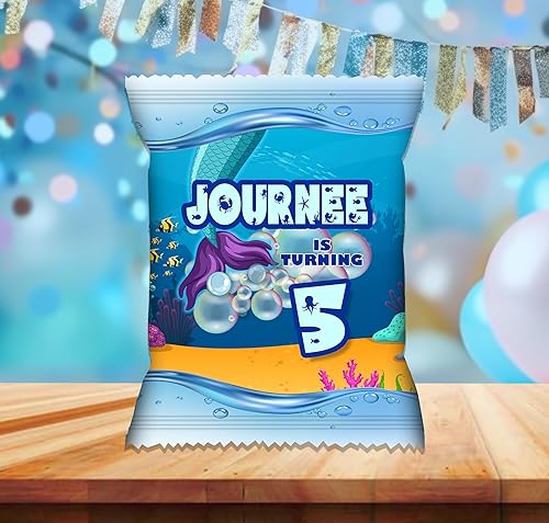 Miniatura 3 de Custom Personalized MERMAID THEME Treat Exchange Bags Kids Adult Party Personalized WITH NAME AND AGE! (20 Bag Covers)