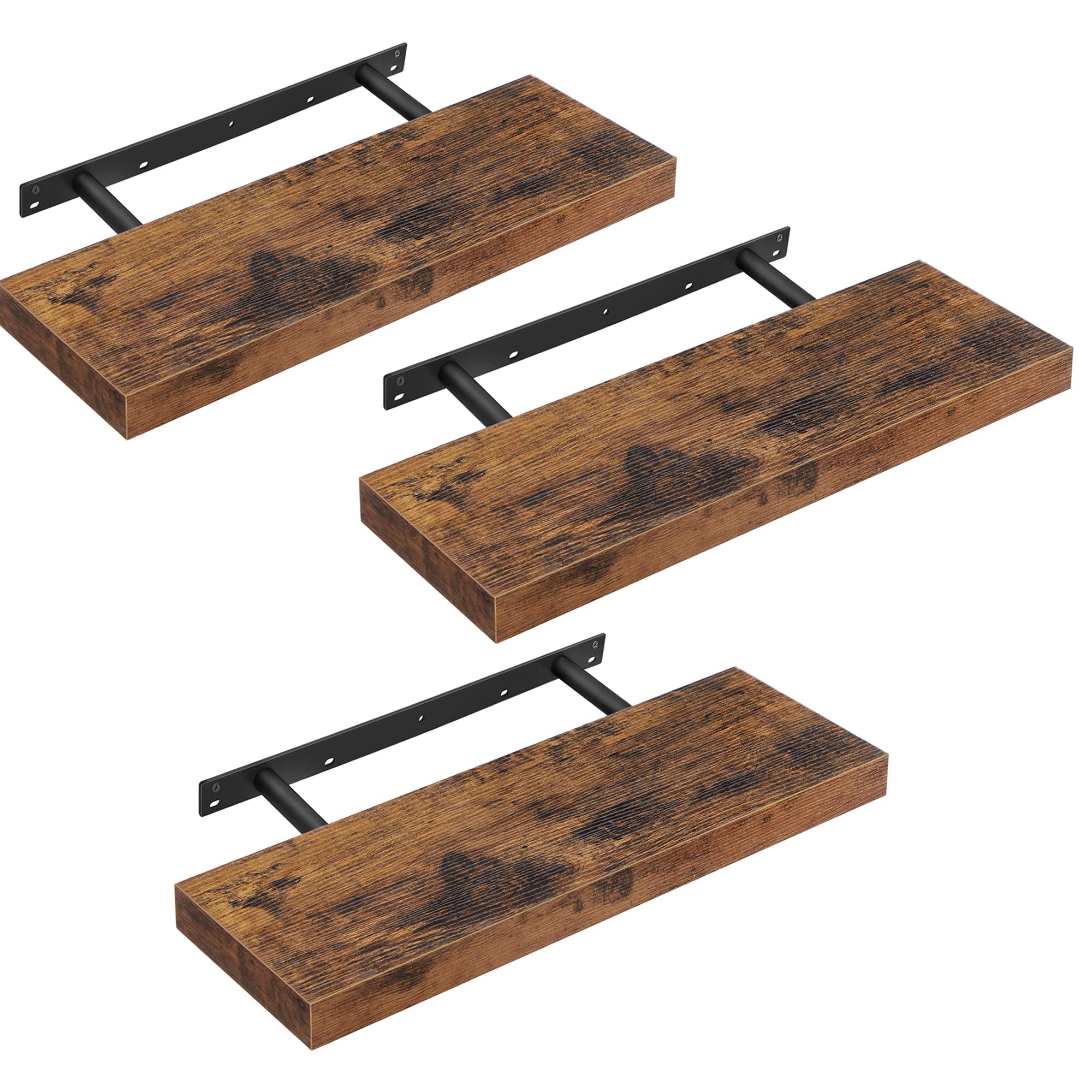 Wandplank set van 3 - Kwadratisch Donkerbruin - Per Set