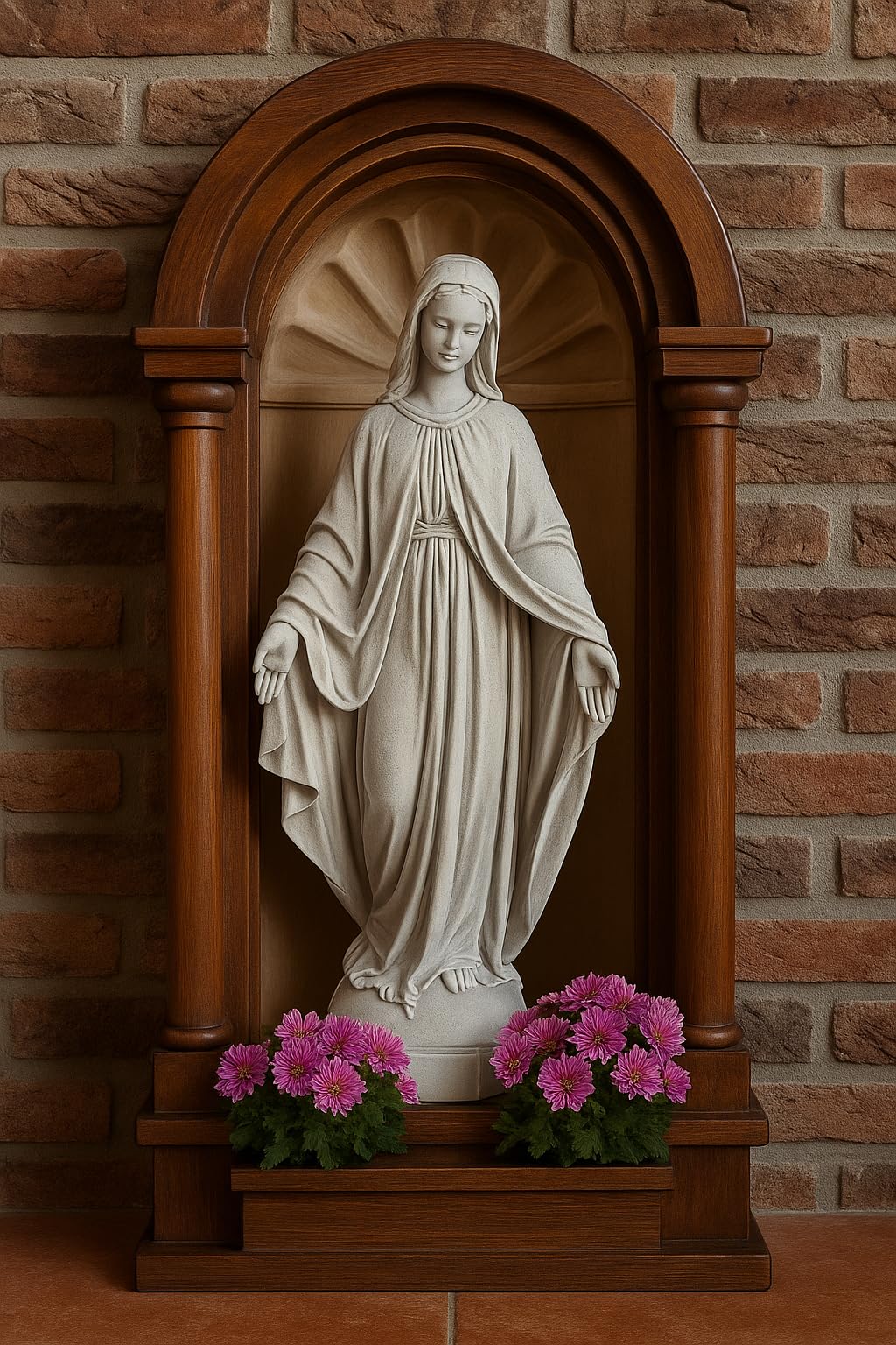 Green Lane Garden Figurka Maryi Panny, rzeźba, zewnętrzna lub wewnętrzna, przypominająca kamień, posąg religijny, biała, szara, jeden rozmiar, 680