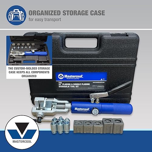 Miniatura 6 de Mastercool 72480 Kit de herramientas hidráulicas y abocinadoras – 37° y 37° para accesorios de aviación y automoción especializada – Funciona con