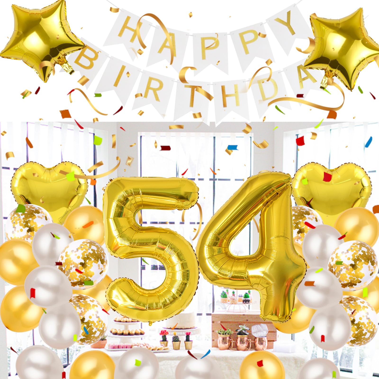 Amazon | 54歳 誕生日 バルーン 風船 飾り付け セット 数字バルーン 54 Amazon | 54歳 誕生日 バルーン 風船 飾り付け セット 数字バルーン 54
