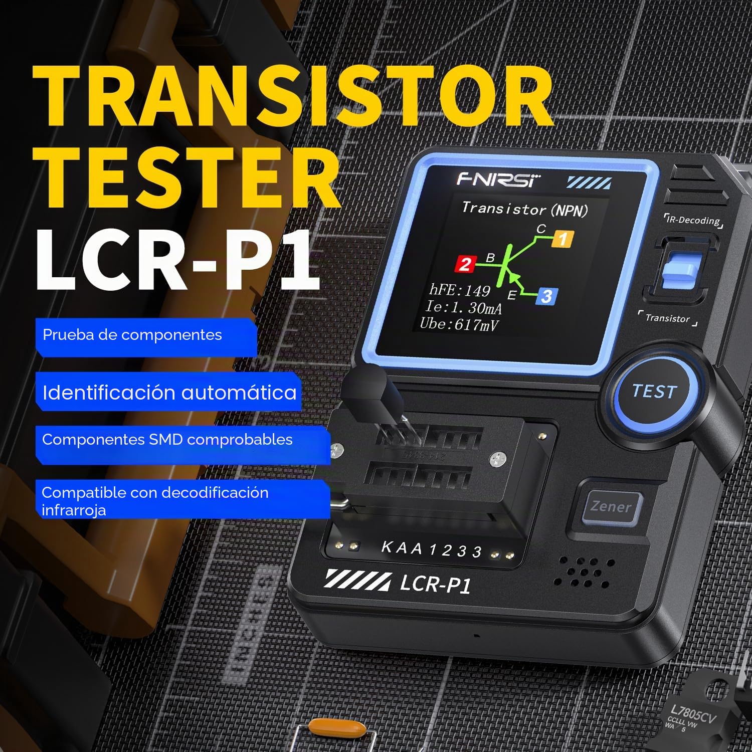 Multímetro funcional LCR-P1, condensador de diodo, contador de resistencia LCR, contador ESR, NPN PNP MOSFET, infrarrojos