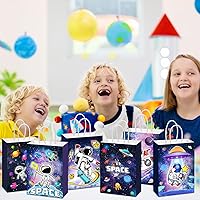 Vista 4 de Outus 24 piezas de bolsas de recuerdos de fiesta espacial, bolsas de regalo de galaxia, bolsas de papel para dulces de astronautas, bolsas