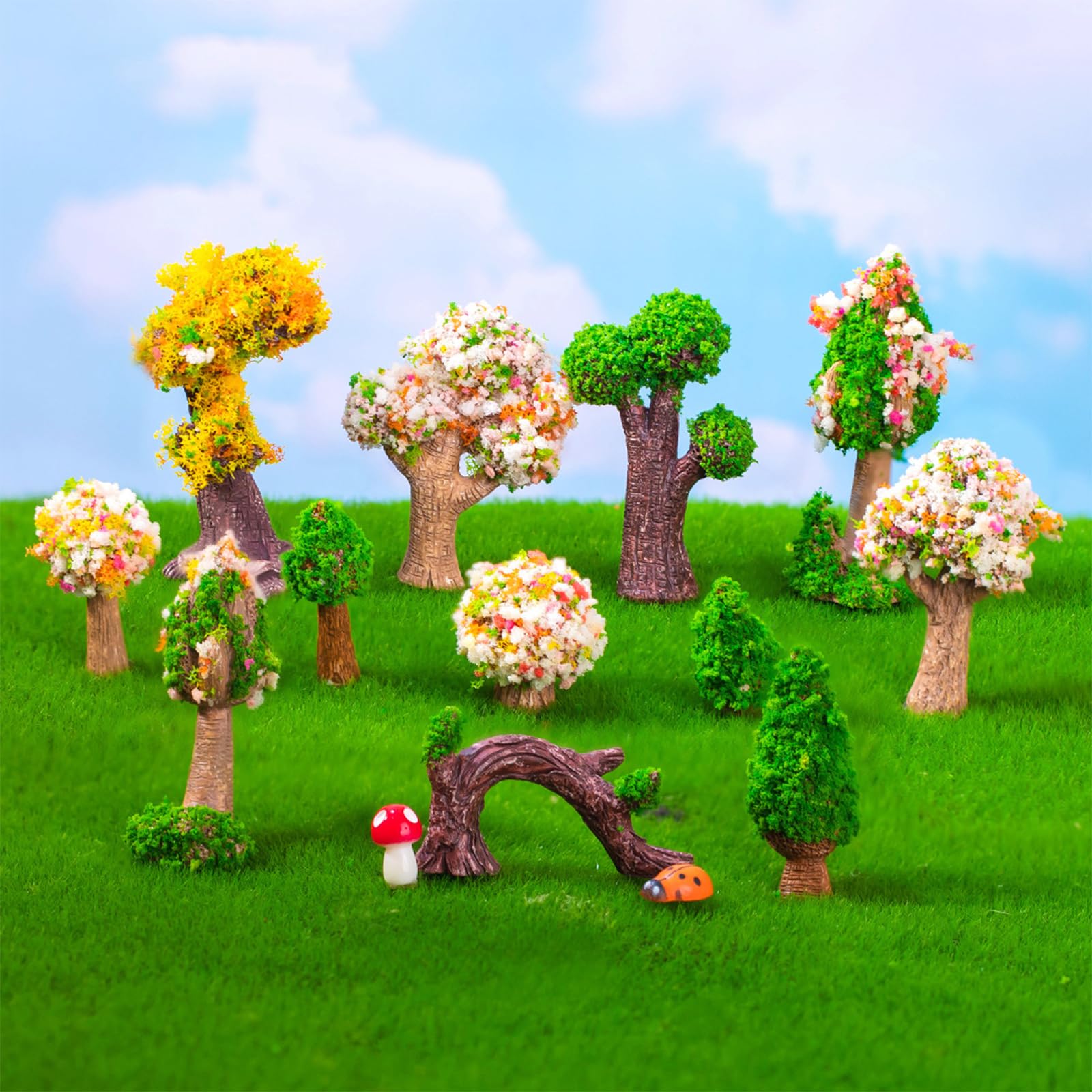 Cayway Miniaturowy ogród wróżki Zengarten akcesoria, 19 sztuk, mini narzędzia rolnicze, zestaw miniaturowych ozdób, miniaturowa dekoracja ogrodowa do miniaturowych akcesoriów ogrodowych