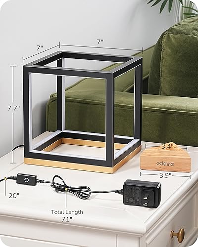 Miniatura 6 de EDISHINE Lámpara de mesa LED moderna, lámpara de noche minimalista con base de madera maciza, regulable de 3 vías, 3000 K4500 K6000 K, 470 LM,