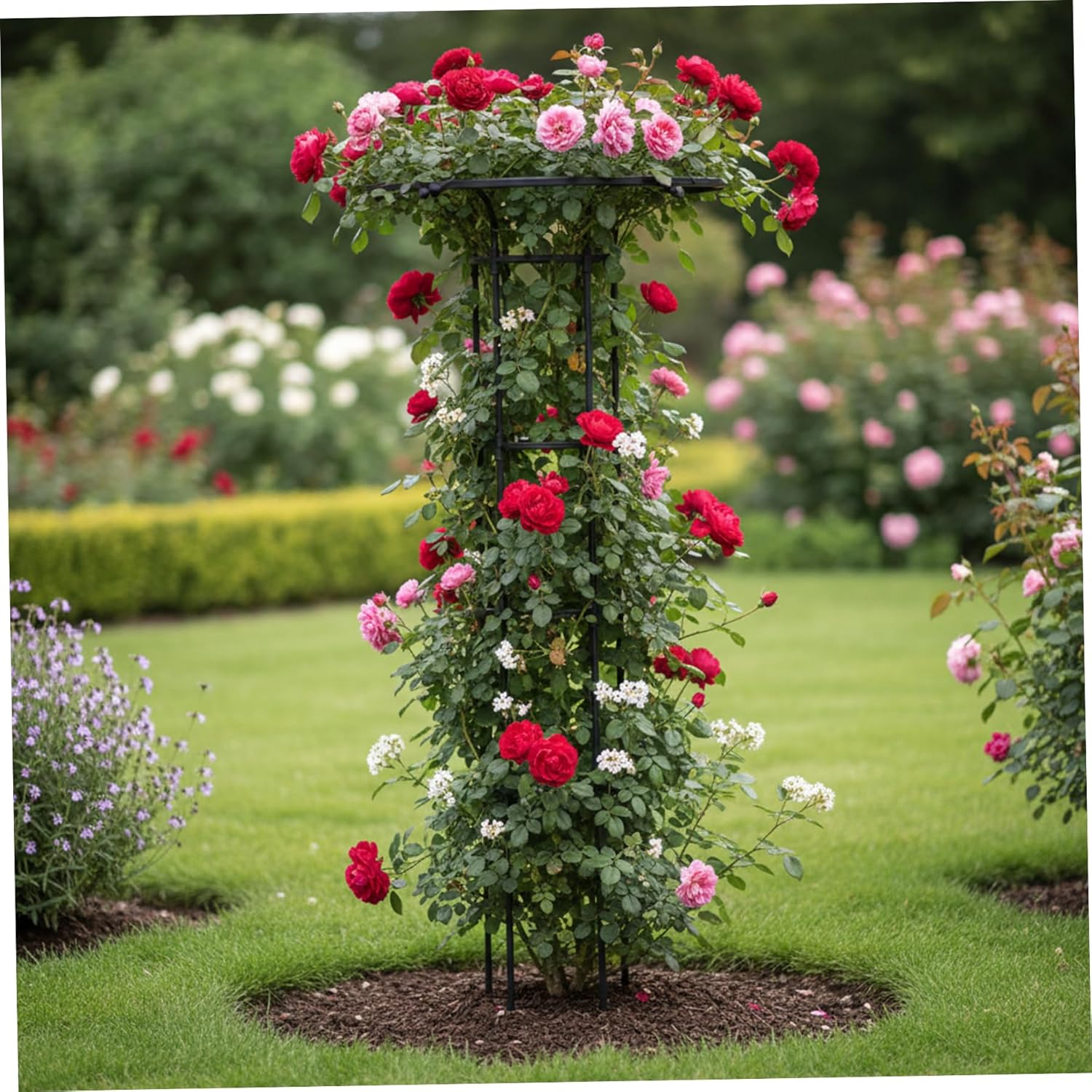 Garden Obelisk for Climbing Plants, 59 Inch Adjustable Plant Trellis, Metal Flower Trellis for Potted Plants Outdoor