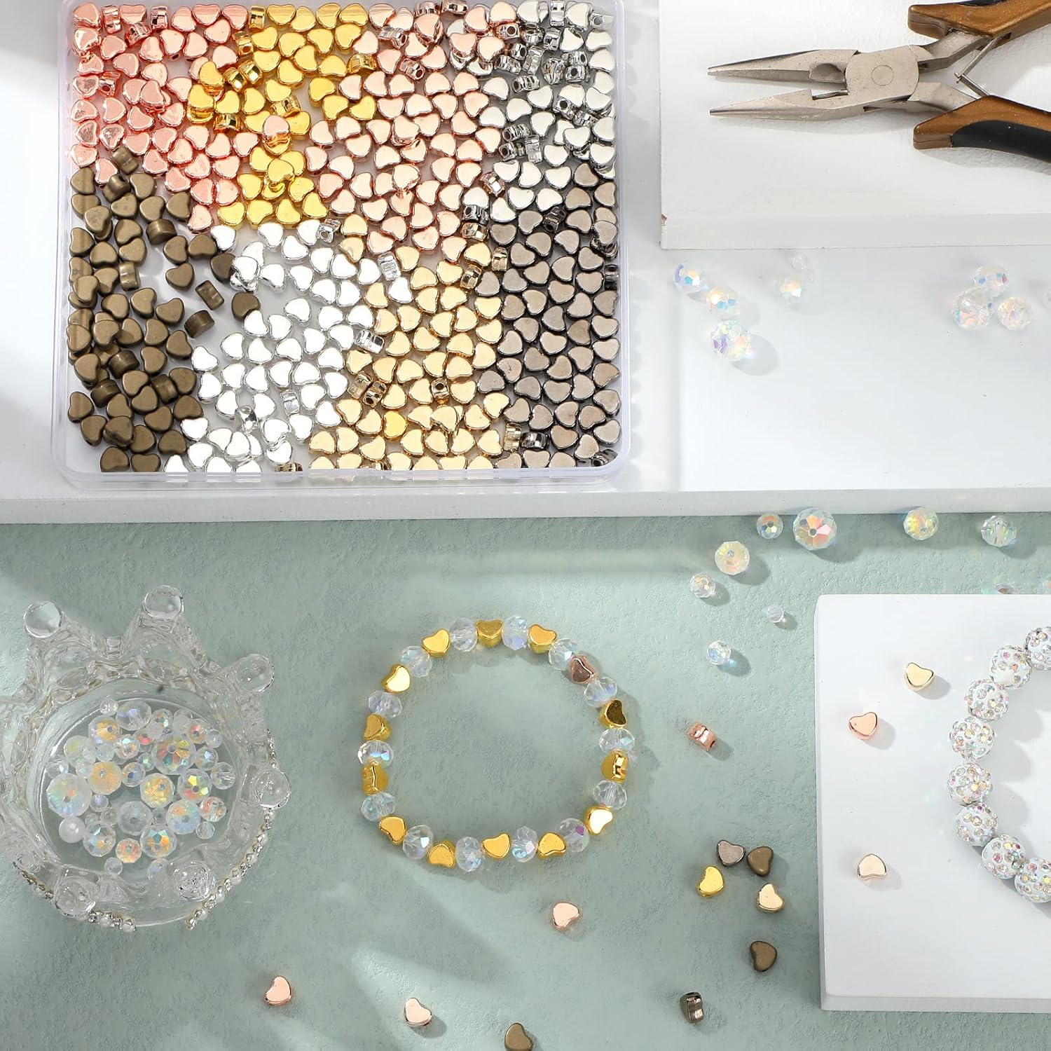 400 Pcs Heart Beads for Jewelry Making Heart Shape Spacer Beads Small Hole Charms for Bracelets Necklace Earring DIY Handmade Craft(Mixed Color) - Image 6