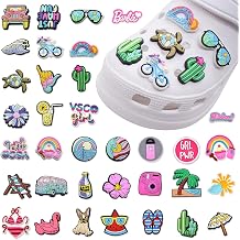 DKDDSSS Shoe 35 Pcs Croc Charms Set, Summer Clog Sandals Bracelets Decoration, Various Kawaii Flower Accessories for Her