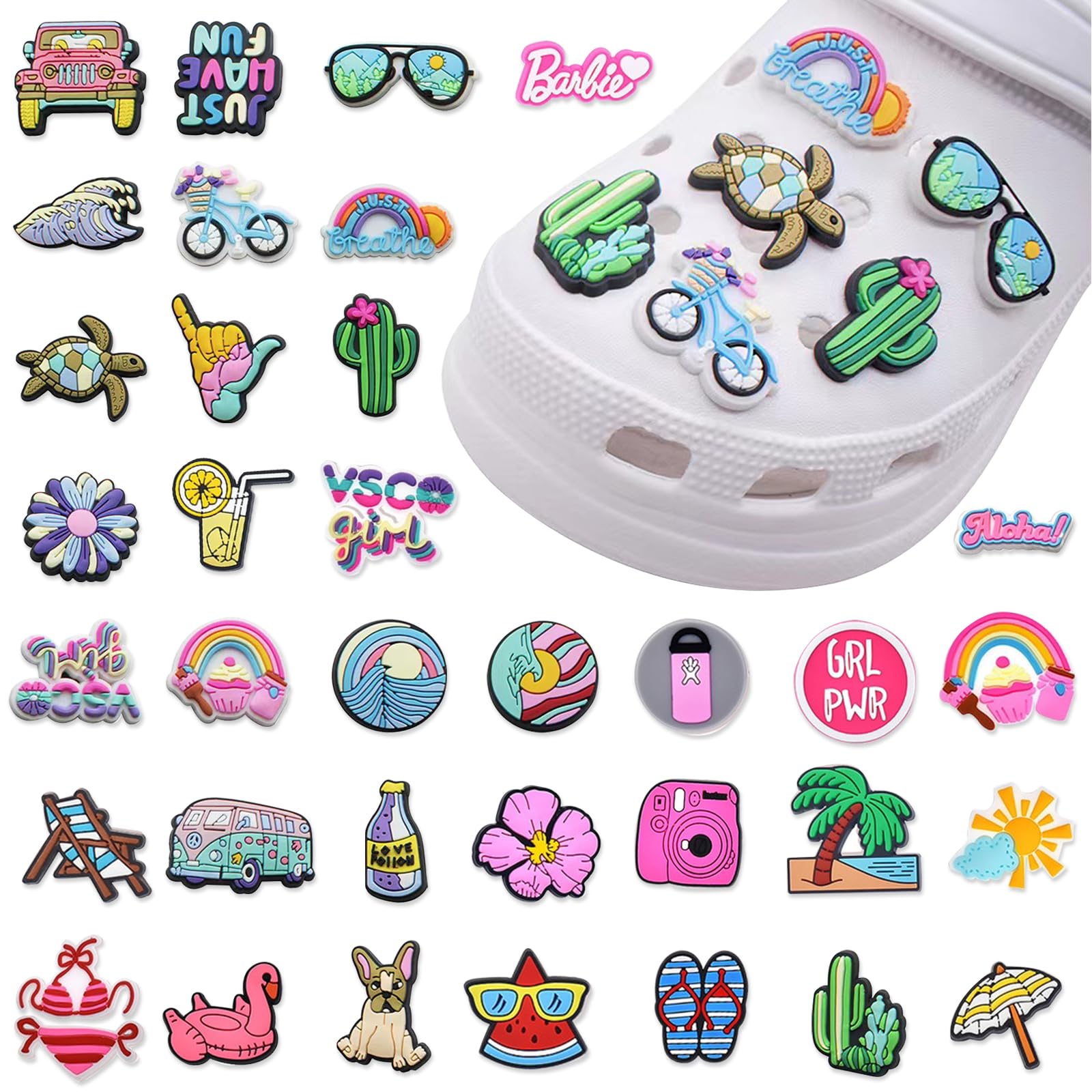 Pack 35 Adornos para Zapatos Zuecos, Shoe Charms, Pins Decorativos para Regalos de Niños Fiesta