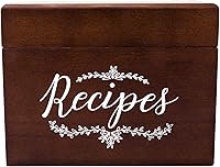 Vista 6 de OUTSHINE Caja de recetas de madera con tarjetas y divisores, caja de recetas vintage de 4 x 6 pulgadas para organización de la cocina, bonito Set