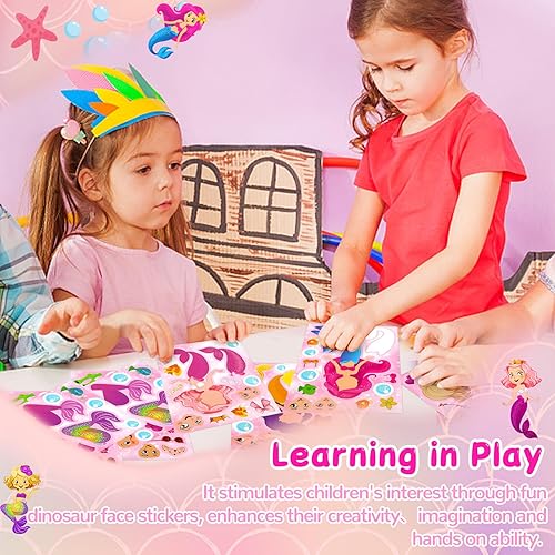 Miniatura 5 de 40 hojas de calcomanías de sirena, haz tus propias calcomanías de sirena, suministros de manualidades con temática de sirena, recompensas para el