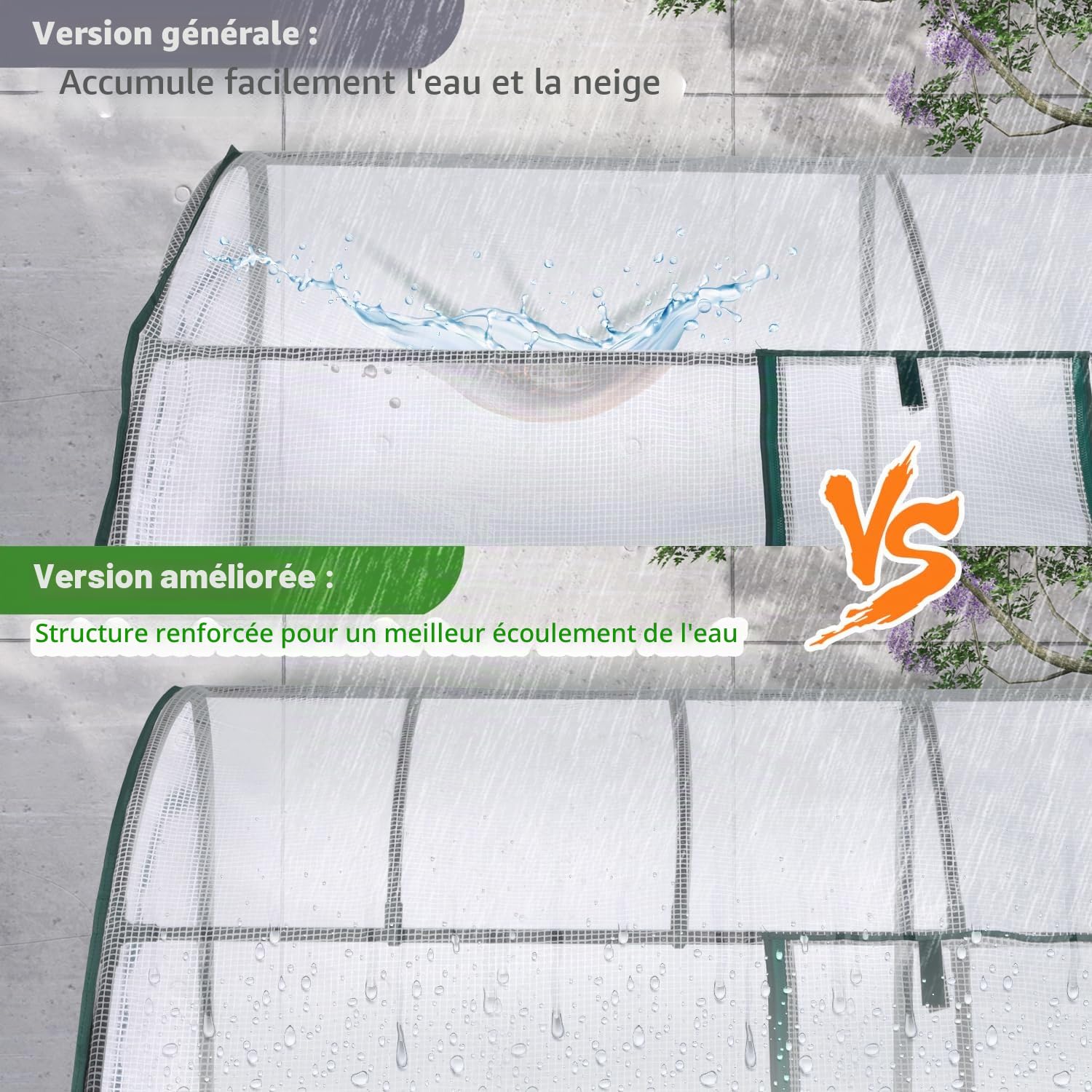 Ohuhu Serre à tomates - Avec support de plantes à 3 étages - Avec film grillagé résistant aux UV - Pour plantes en pot - 200 x 100 x 210 cm - Blanc