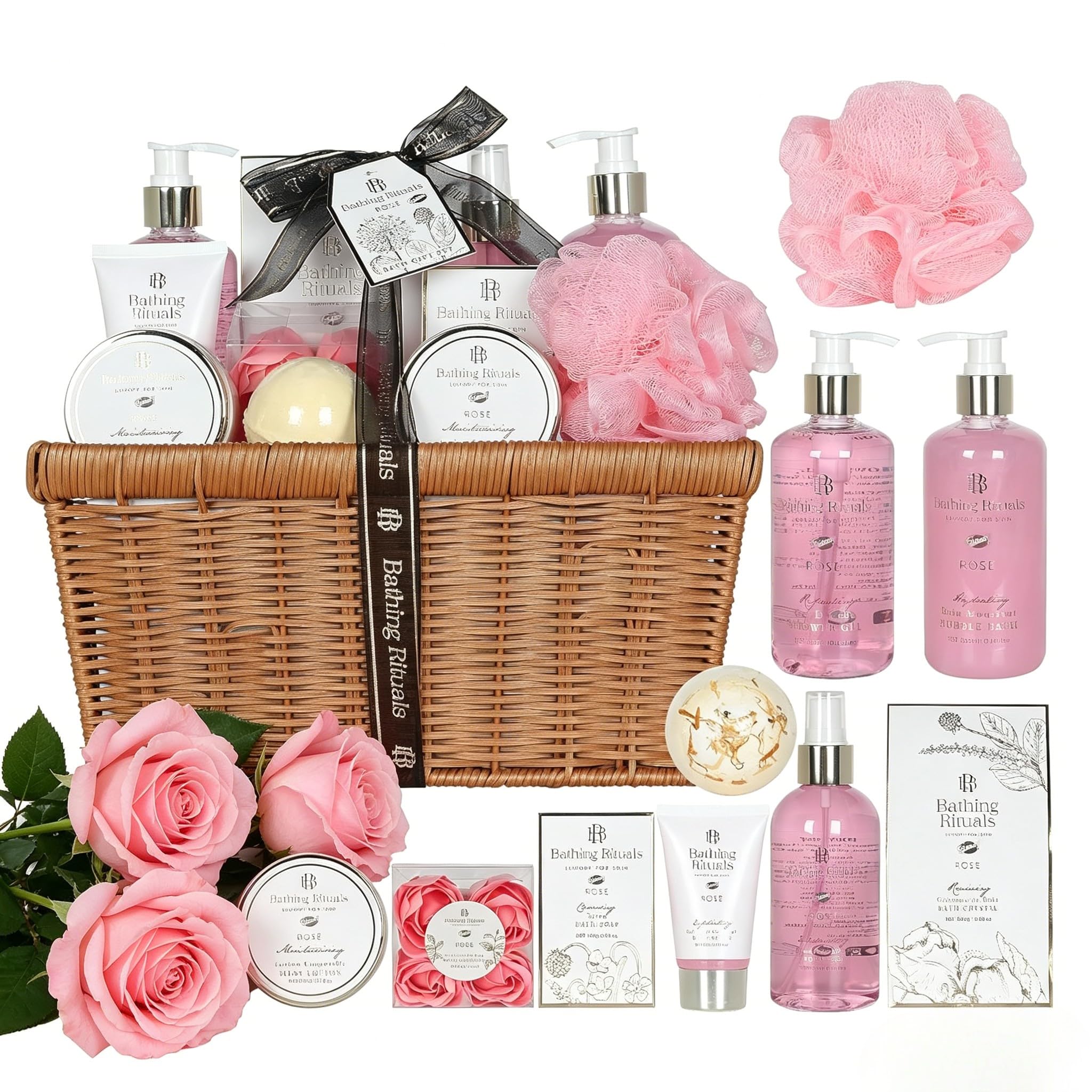 GLOSS ! Zestaw kąpielowy BATHING - Pudełko prezentowe na Boże Narodzenie - Pomysł na prezent na urodziny, kochankę, walentynki, Dzień Matki - Wellness & Relaks - RÓŻOWY