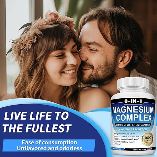 Miniatura 4 de Magnesium Complex Supplement 8 Elemental 1000mg, Magnesium Glycinate, Recovery, Muscle, Energy, Vegan Non-GMO 90 Capsules