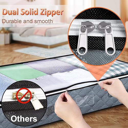 Miniatura 4 de JINHODY Contenedores de almacenamiento para debajo de la cama, paquete de 4 bolsas de almacenamiento plegables de gran capacidad de 90 litros con