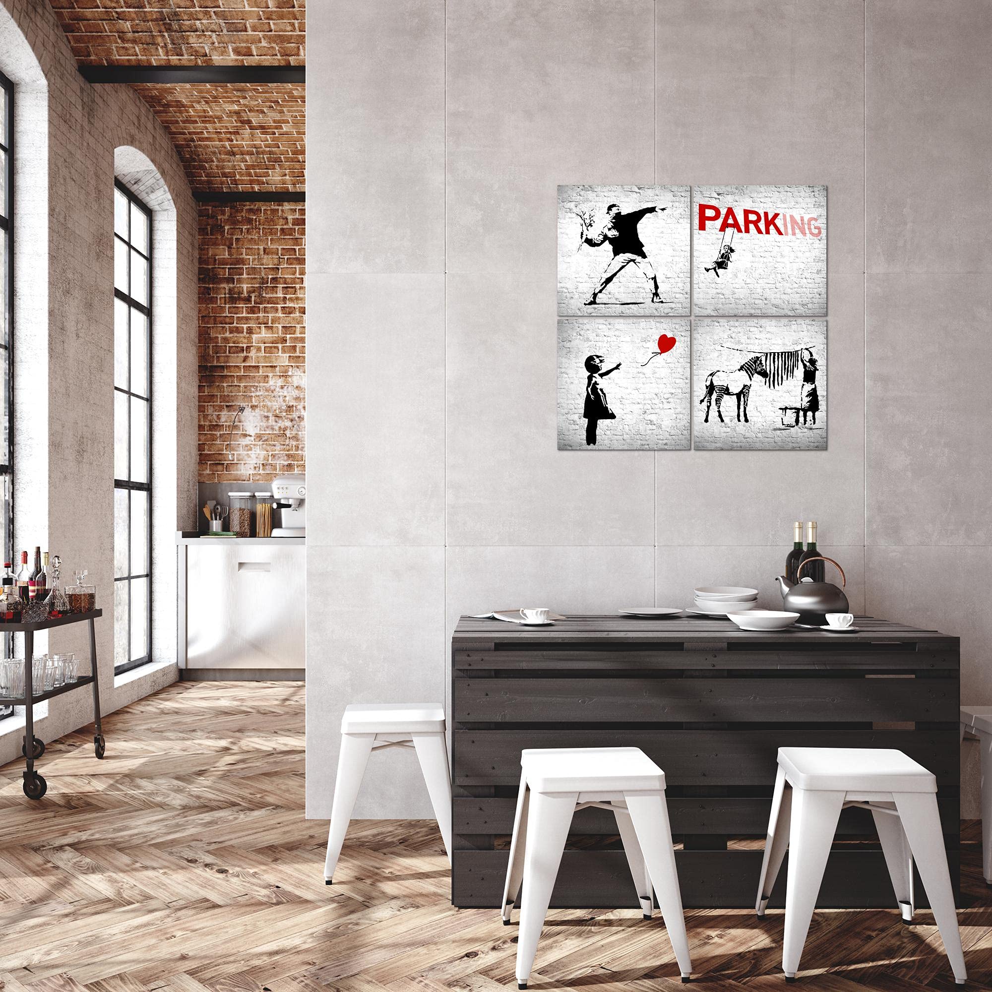 Quadro Moderno Runa Art - Street Art Scimmie - Tela Non Tessuta 037012a - Grigio - Duca Di Lancaster UK