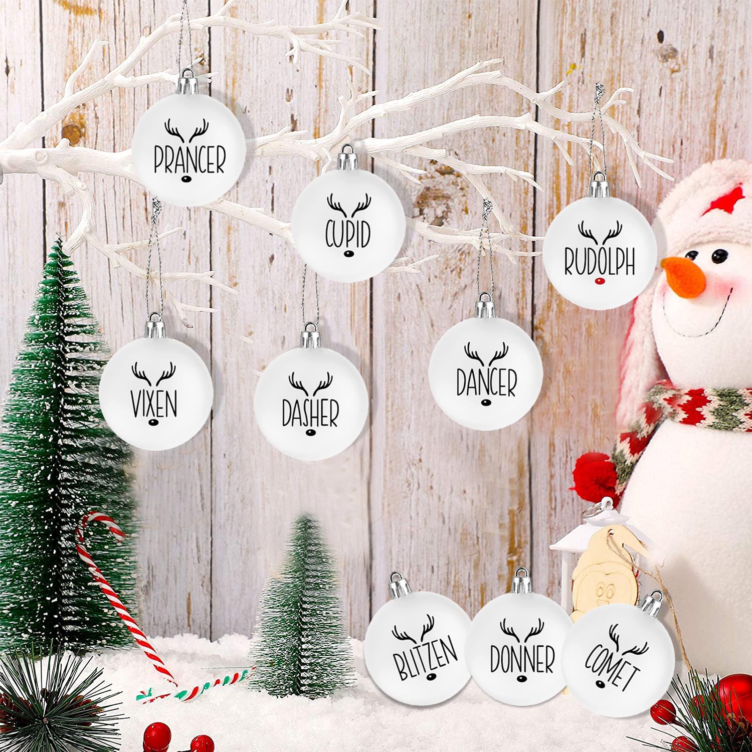 12 Bolas De Lentejuelas Blancas Y Negras, Bolas Colgantes De Búfalo De Navidad, Inastillables, Adornos De árbol De Navidad A Cuadros Para Decoración Del Hogar Y Fiestas