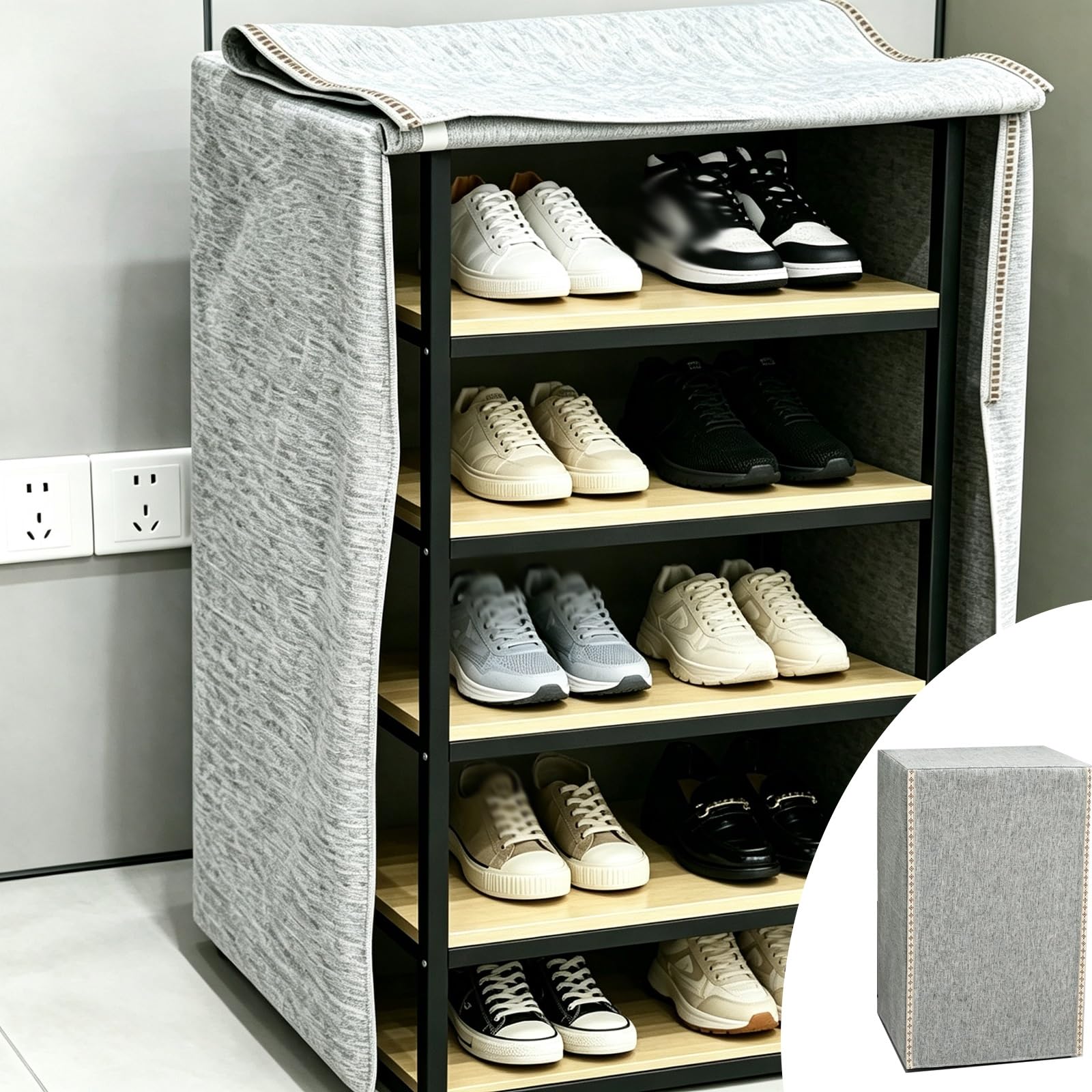 Pokrowiec na Sejf Pokrowiec Przeciwkurzowy Na Szafkę Na Buty | Chroni Przed Sierścią Zwierząt, Kurzem, Brudem I Codziennymi Zanieczyszczeniami(Gray,76x76x114cm/30x30x45in)