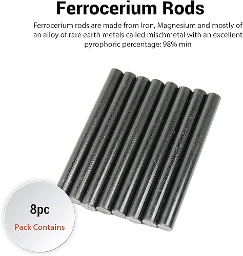 Miniatura 2 de West Lake Paquete táctico de ocho (8) varillas de ferrocerio de 5/16 pulgadas (ferro) kit de herramientas de magnesio para principiantes de fuego,
