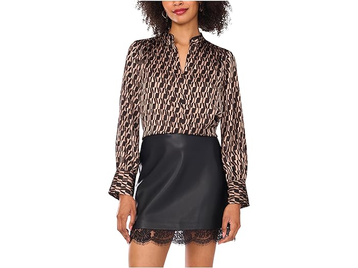 V-Neck Wide Cuff Blouse - Image 1