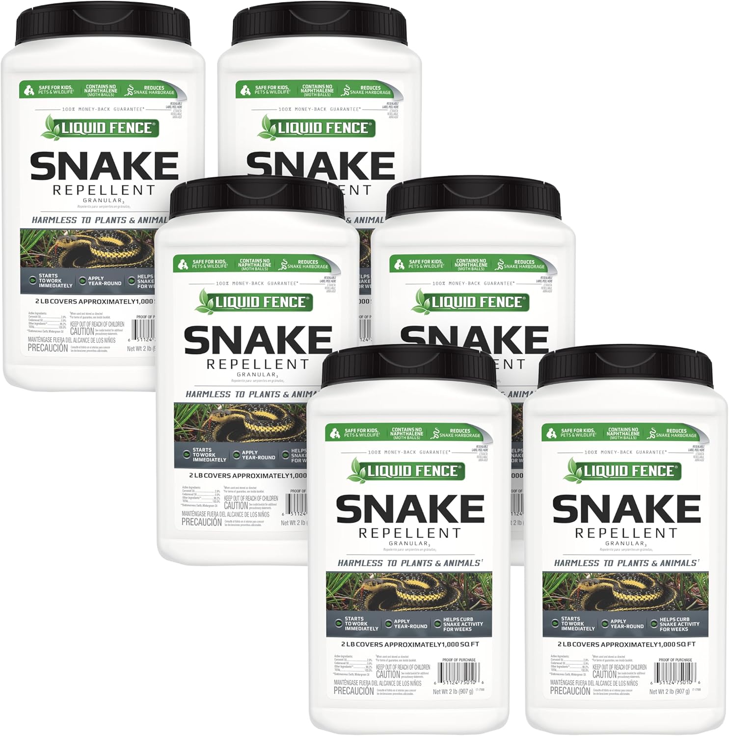 Liquid Fence Snake Repellent Granular, 2-Pound, 6-Pack, Plain