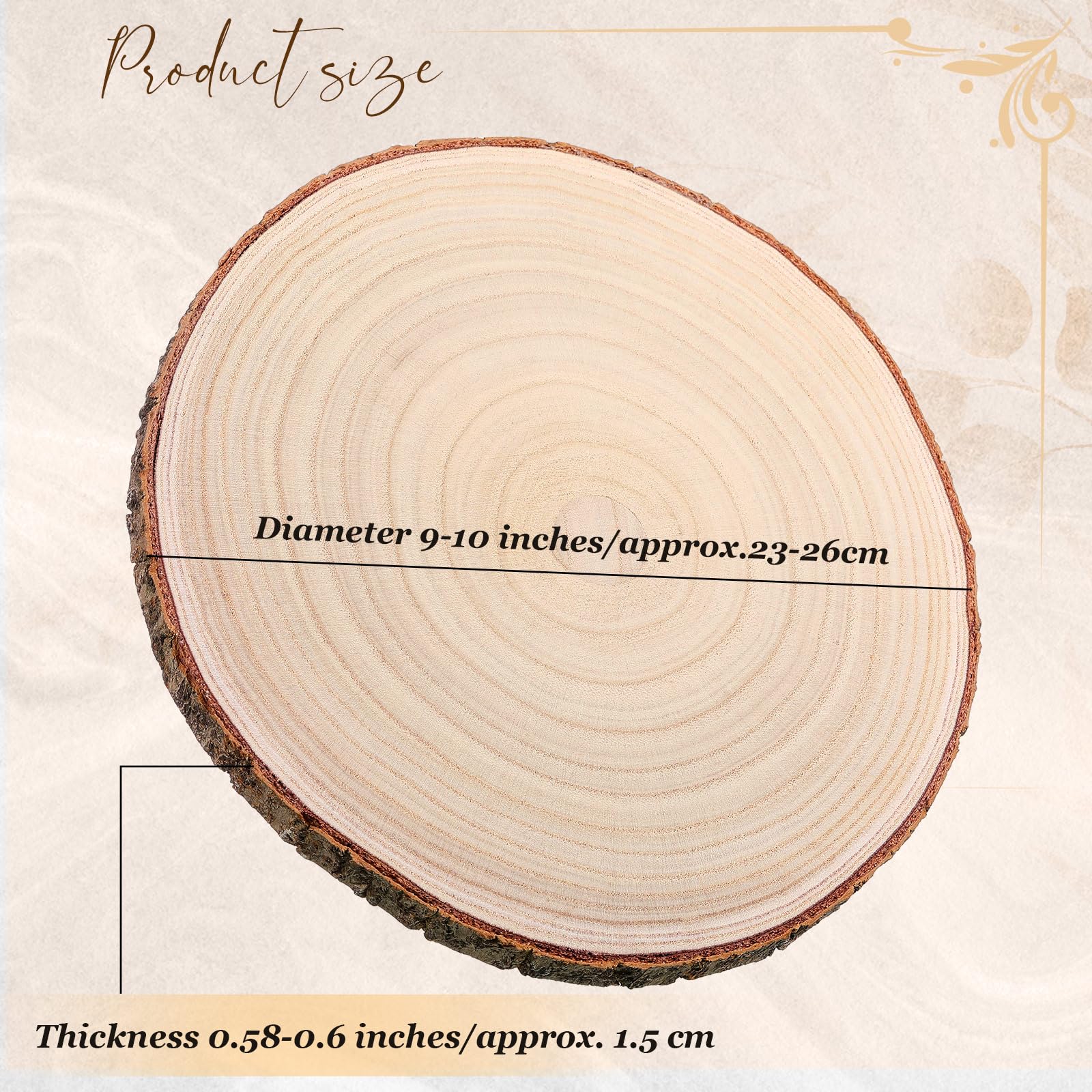 Tioncy Paquete de 10 rodajas de madera grandes para centros de mesa, losas de madera redondas sin terminar para decoración de mesas, círculo de madera natural para manualidades, decoración rústica de